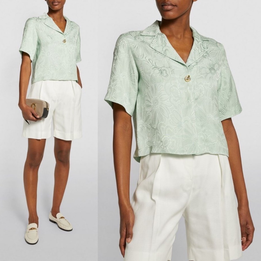 Sandro Mint Green Floral Blouse
